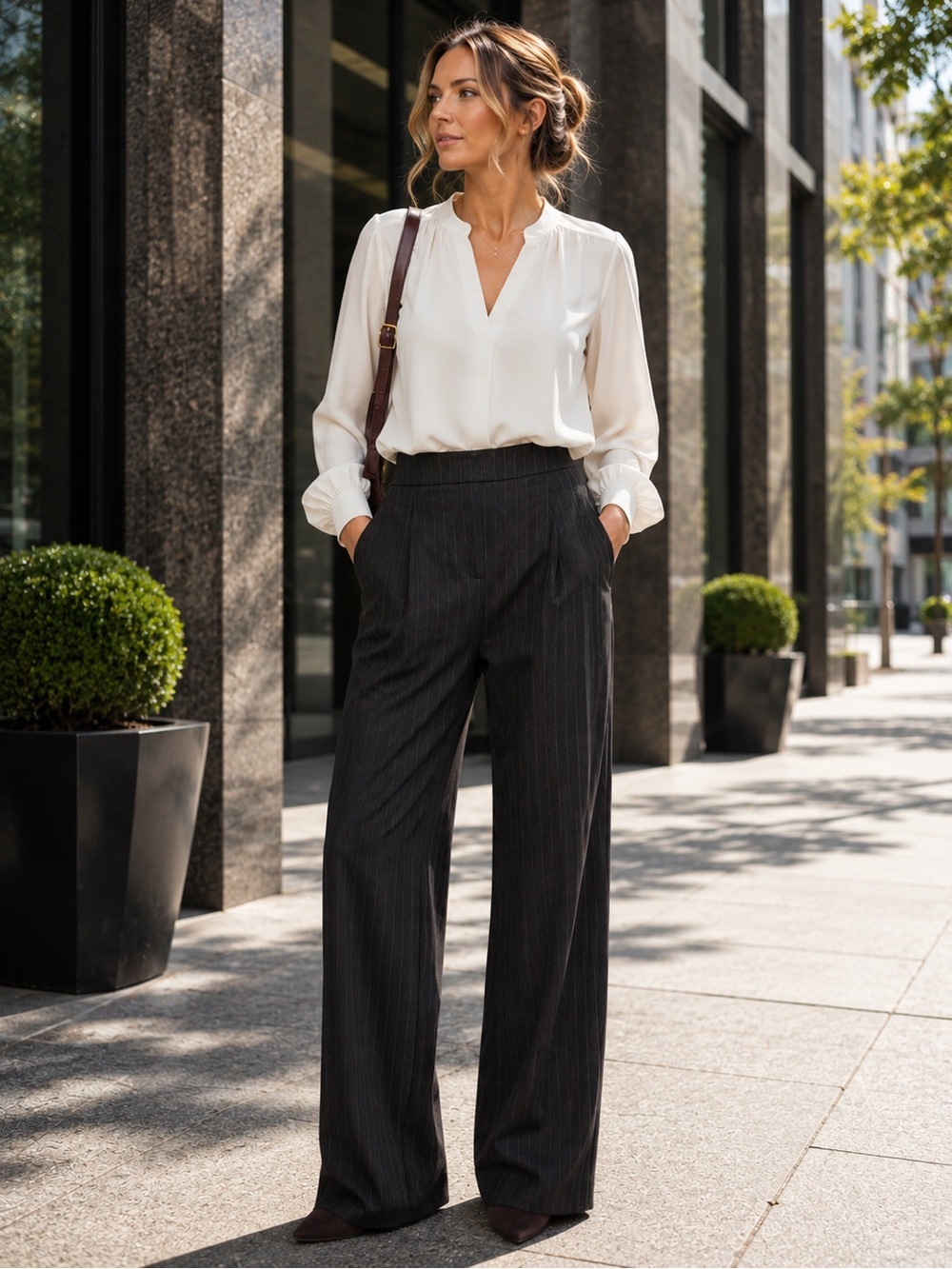 BCBGMAXAZRIA Pinstripe Wide Leg Dress Pants Size 6